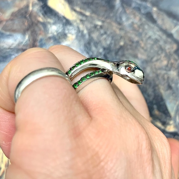 Unique sterling snake ring Sz 6 - Picture 4 of 8